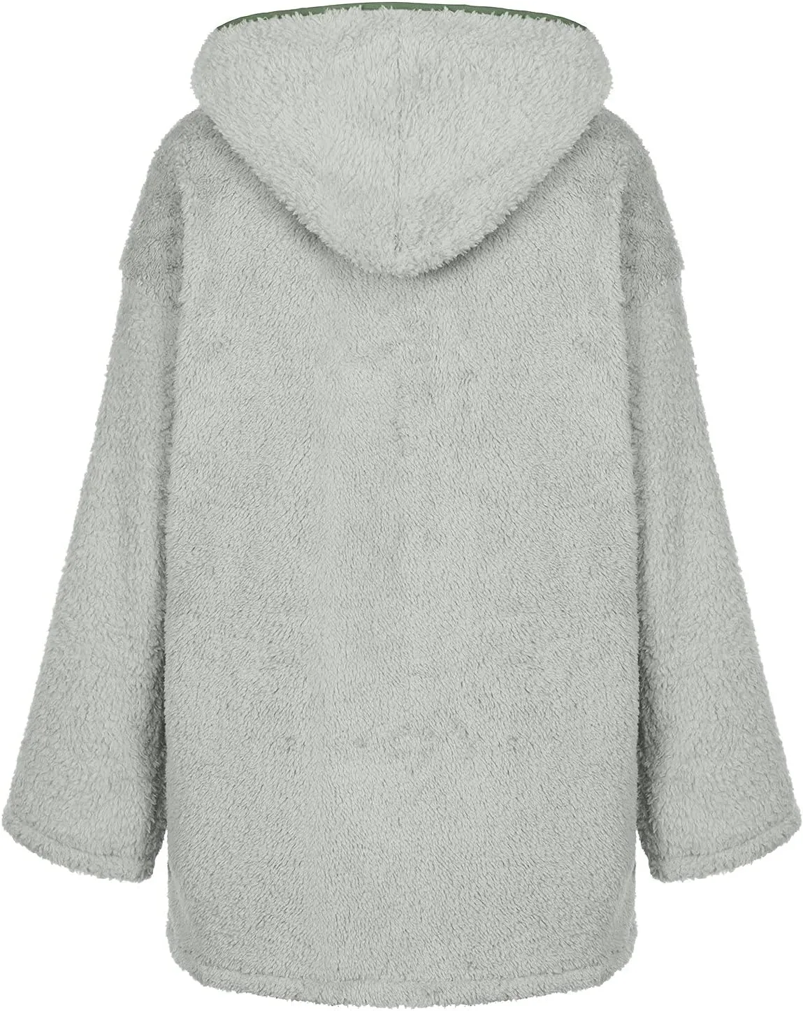 Womens Warm Fuzzy Zip Up Hoodie 2024 Winter Long Sleeve Solid Fuzzy Fleece Jacket Plus Size Sherpa Coat with Pockets