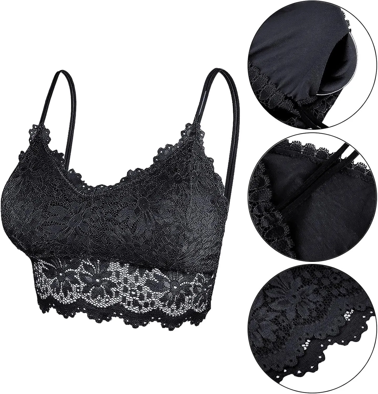 Women's5 Pieces Bralette Lace Padded Bralette Lace Bandeau Bra Tube Bra Lace Top with Women Bras Wireless Plus