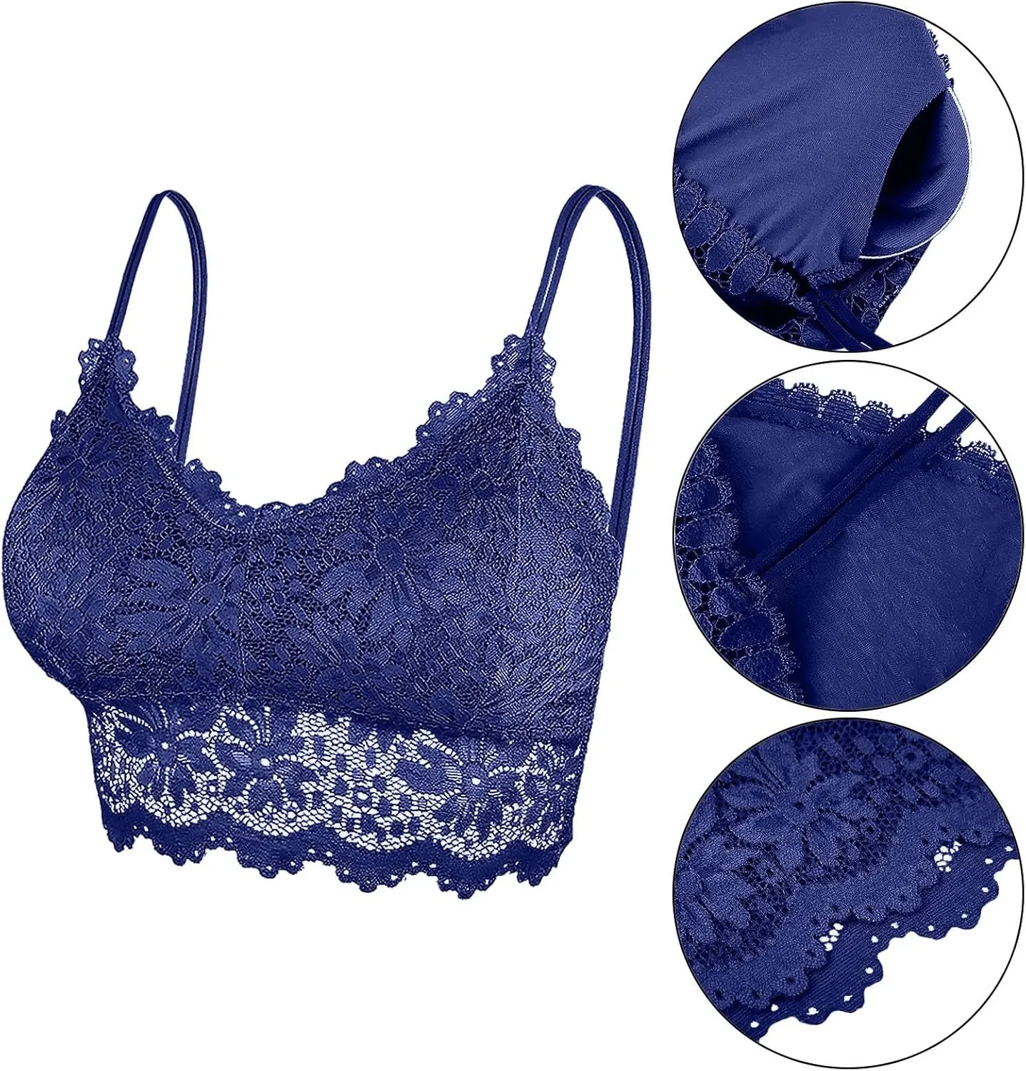 Women's5 Pieces Bralette Lace Padded Bralette Lace Bandeau Bra Tube Bra Lace Top with Women Bras Wireless Plus
