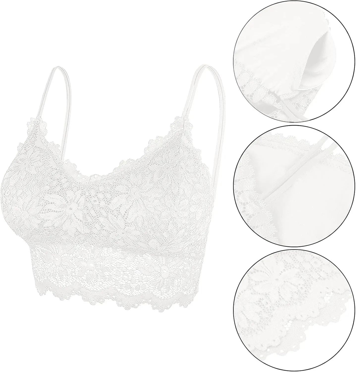 Women's5 Pieces Bralette Lace Padded Bralette Lace Bandeau Bra Tube Bra Lace Top with Women Bras Wireless Plus