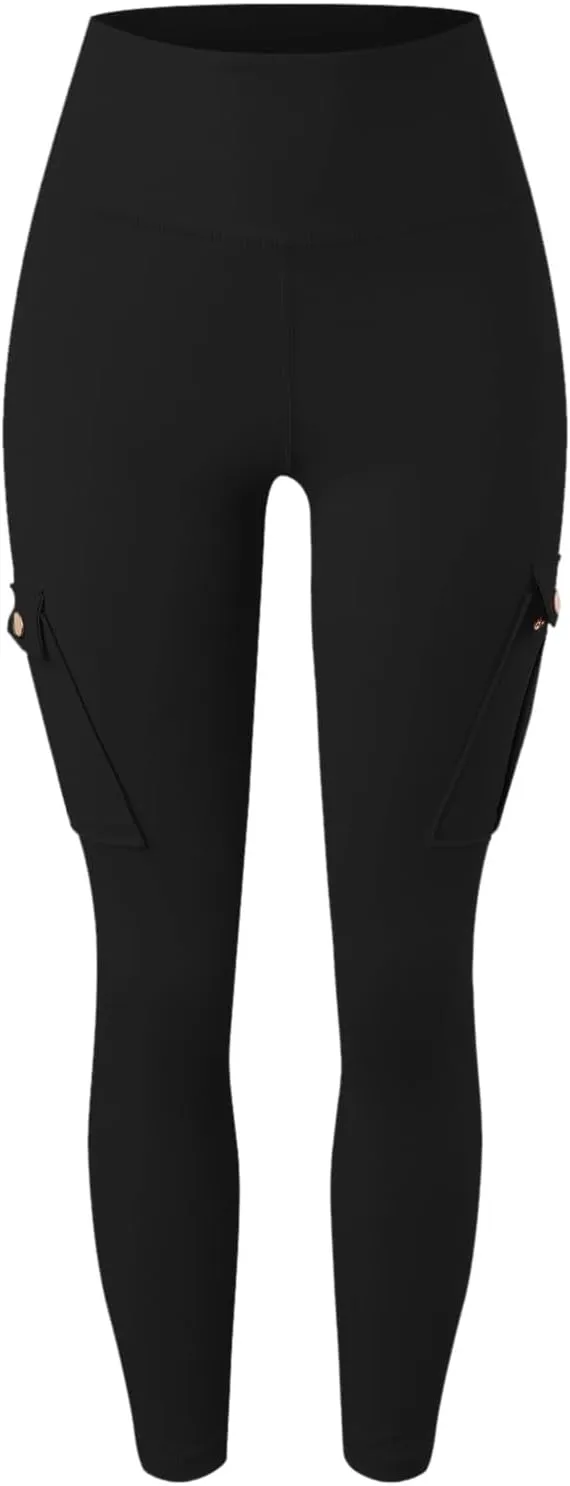 Workout Leggings for Women High Waisted with Pockets Summer Tummy Control Compression Yoga Pants Sweat Wicking 4-Way Stretch