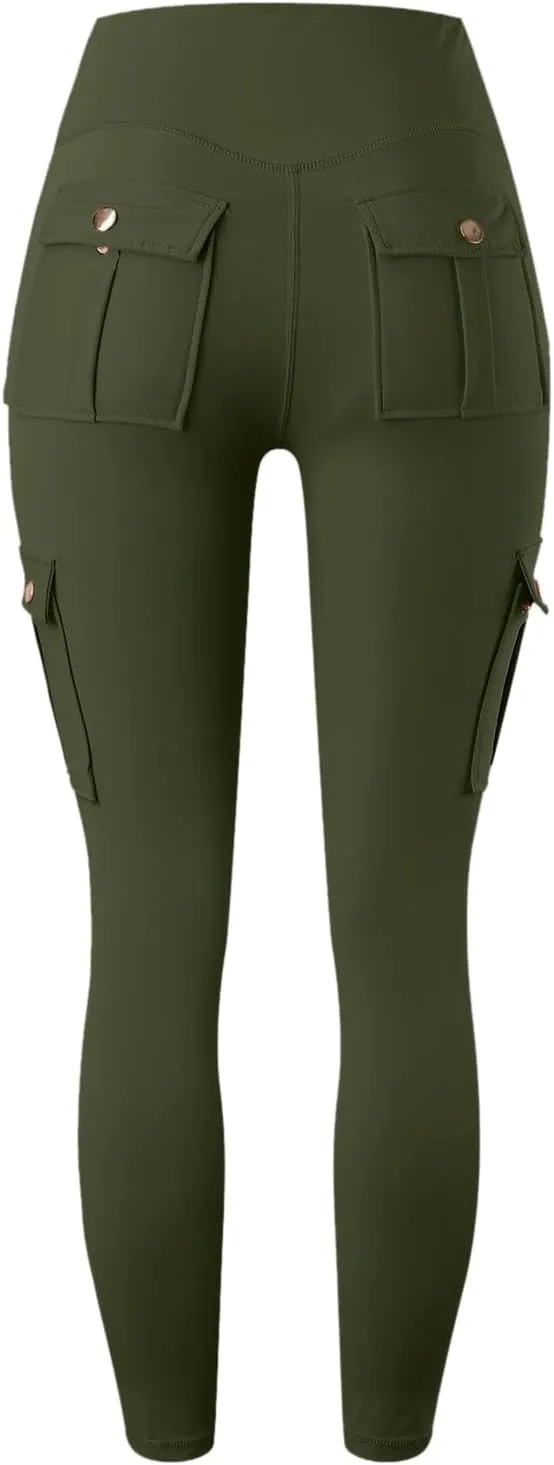 Workout Leggings for Women High Waisted with Pockets Summer Tummy Control Compression Yoga Pants Sweat Wicking 4-Way Stretch