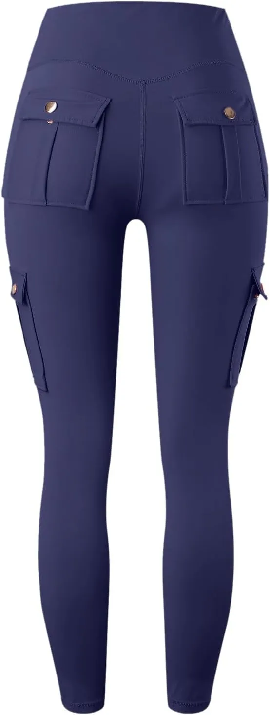 Workout Leggings for Women High Waisted with Pockets Summer Tummy Control Compression Yoga Pants Sweat Wicking 4-Way Stretch