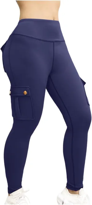 Workout Leggings for Women High Waisted with Pockets Summer Tummy Control Compression Yoga Pants Sweat Wicking 4-Way Stretch