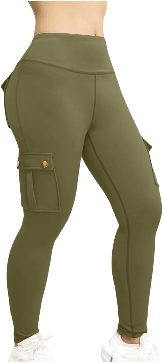 Workout Leggings for Women High Waisted with Pockets Summer Tummy Control Compression Yoga Pants Sweat Wicking 4-Way Stretch