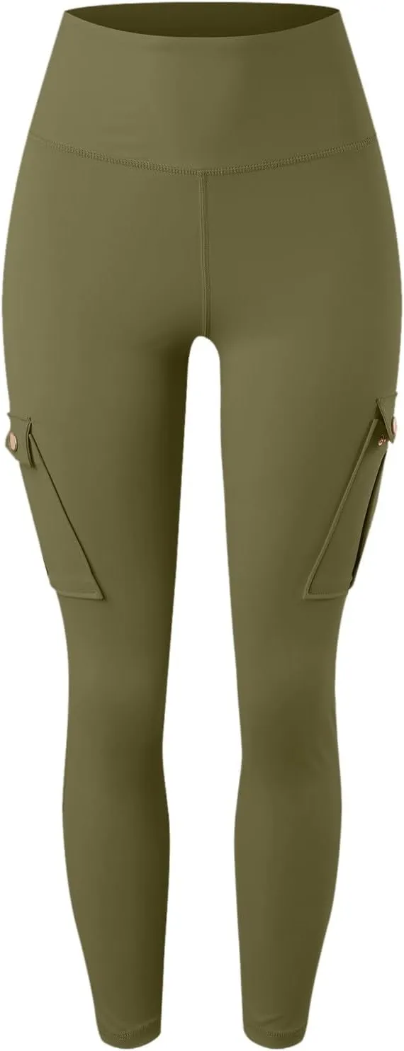 Workout Leggings for Women High Waisted with Pockets Summer Tummy Control Compression Yoga Pants Sweat Wicking 4-Way Stretch