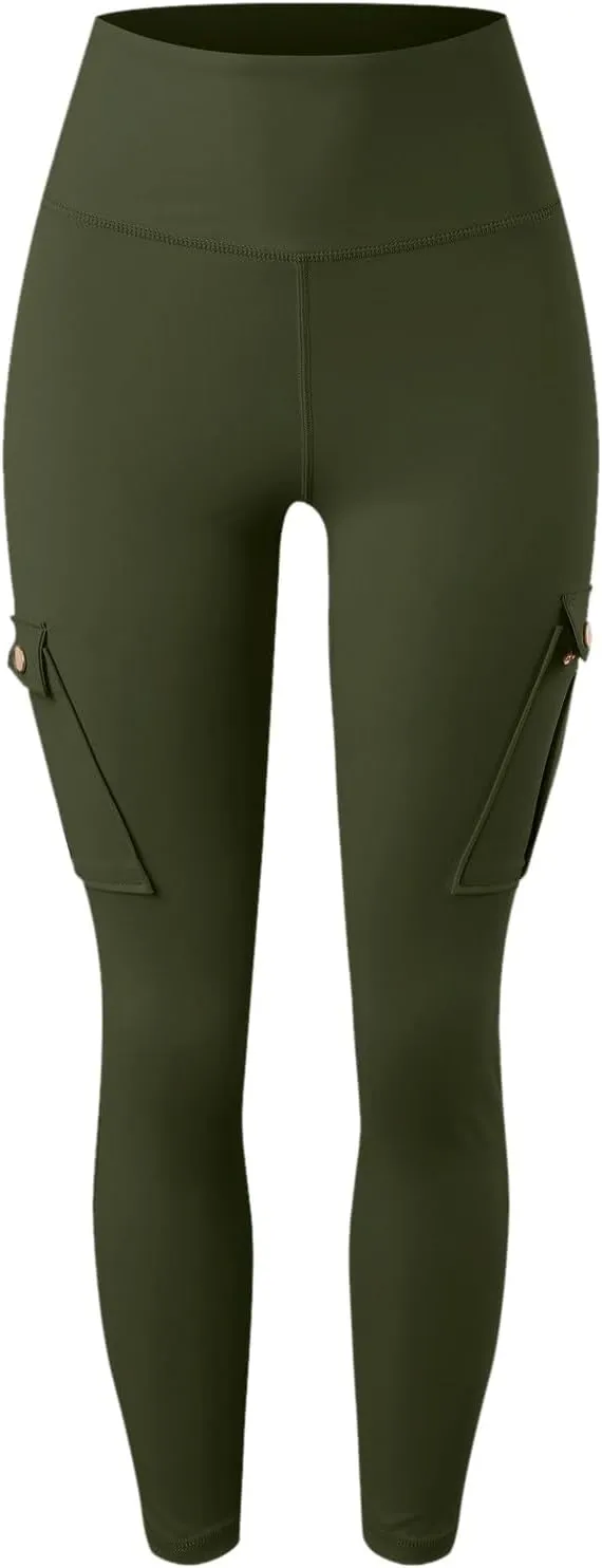 Workout Leggings for Women High Waisted with Pockets Summer Tummy Control Compression Yoga Pants Sweat Wicking 4-Way Stretch