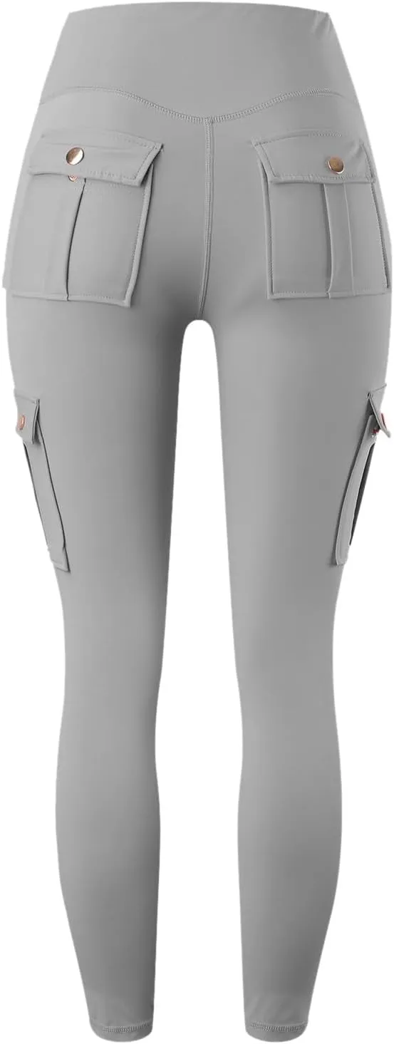 Workout Leggings for Women High Waisted with Pockets Summer Tummy Control Compression Yoga Pants Sweat Wicking 4-Way Stretch
