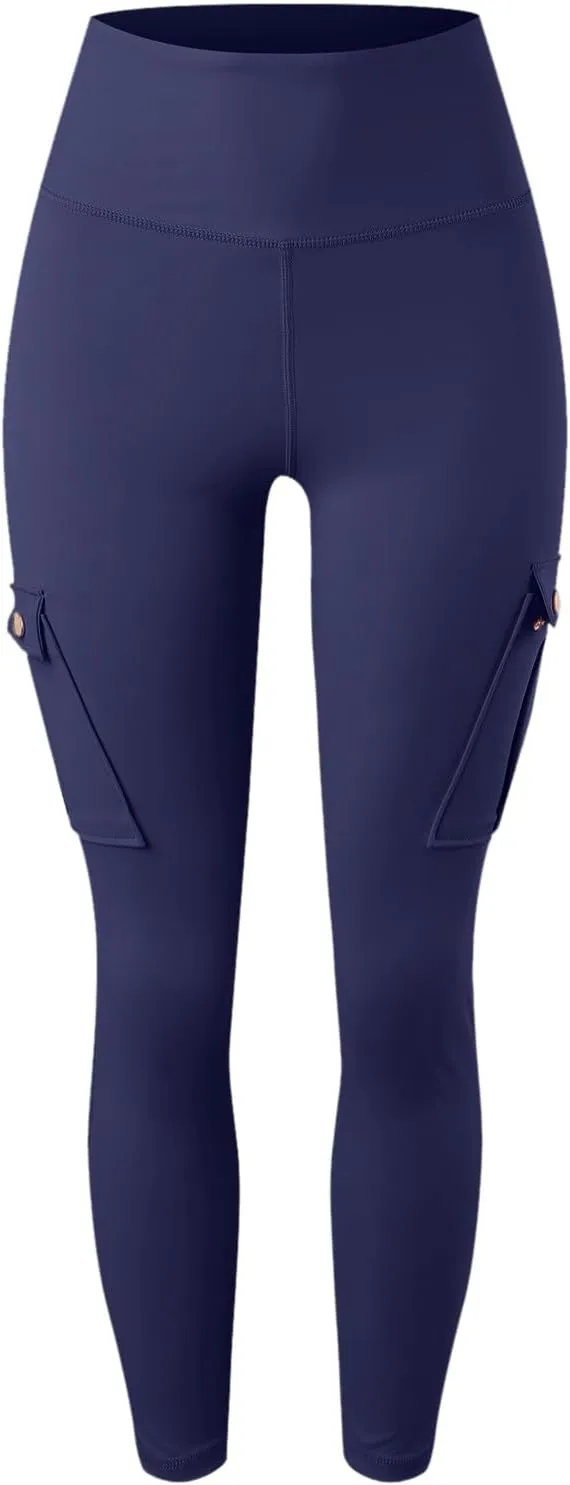 Workout Leggings for Women High Waisted with Pockets Summer Tummy Control Compression Yoga Pants Sweat Wicking 4-Way Stretch