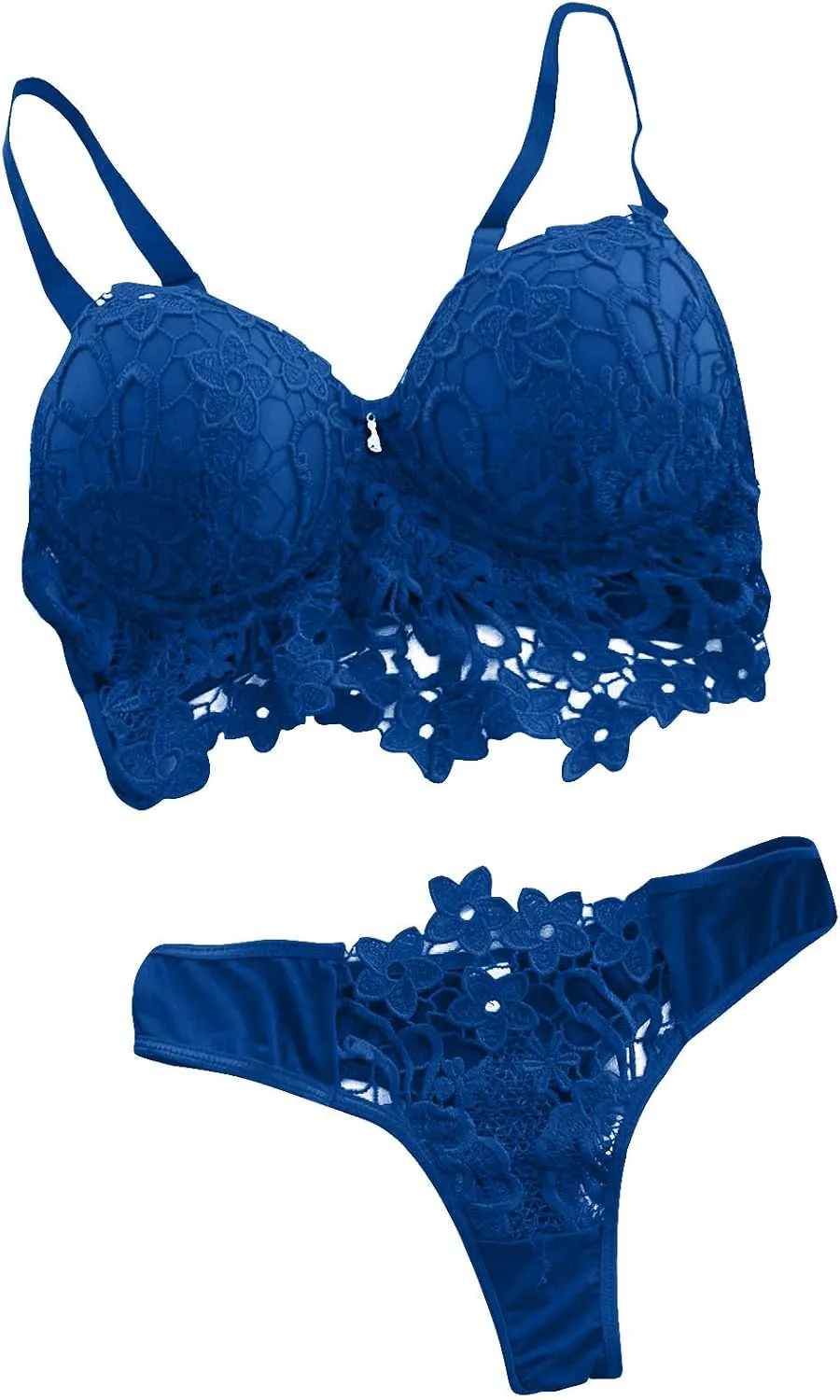 XUETON Womens Lace Lingerie Set Sexy Deep V Embroidered Bra Close Front Bralette and Panty Sets