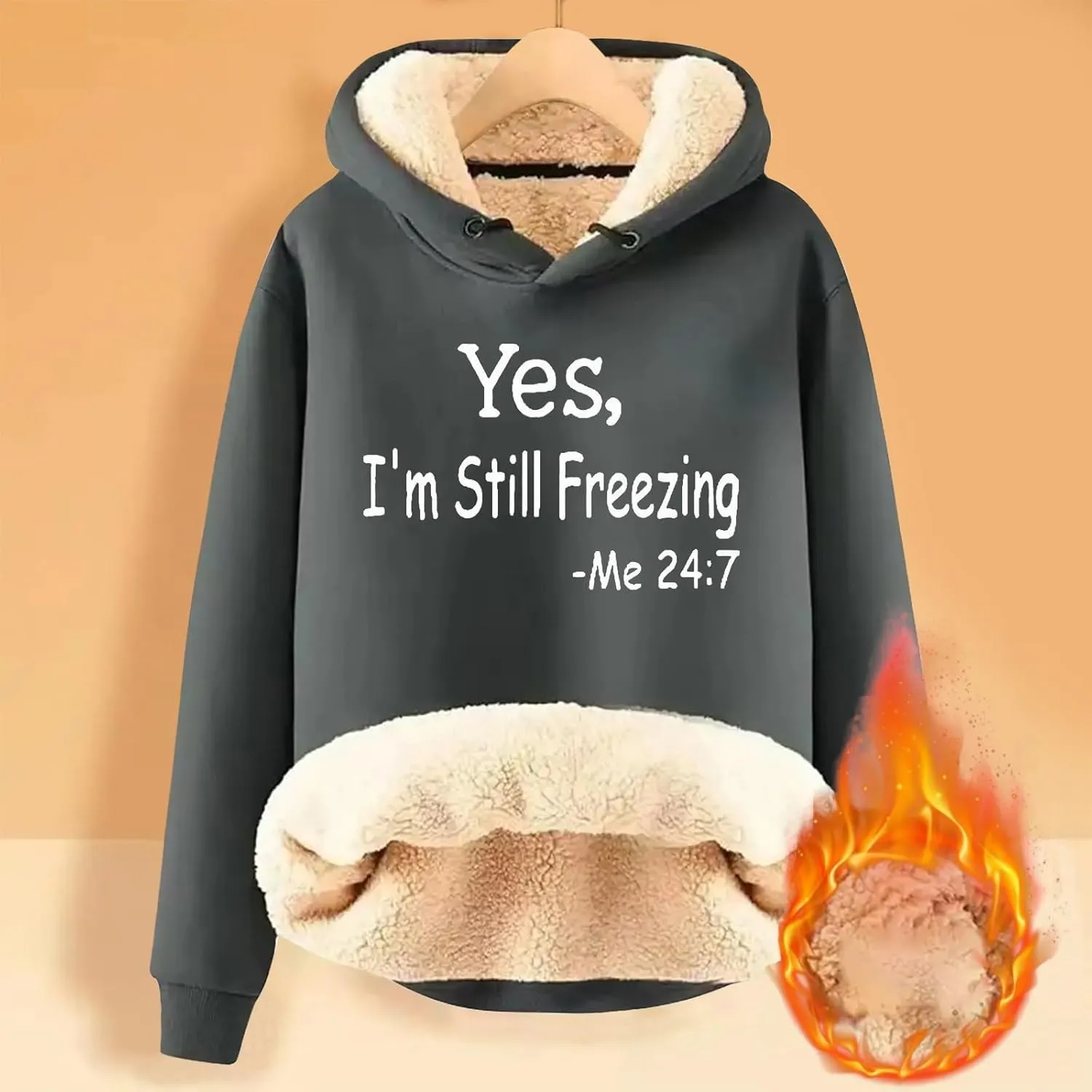Yes,I'm Still Freezing Sweatshirts for Women Winter Warm Thermal Sherpa Lined Fleece Pullover Hoodies Jacket
