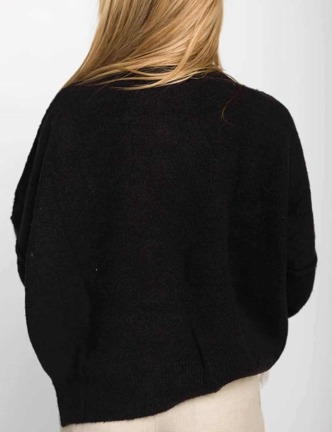 Yimoon Women Bow Sweater Oversized Chunky Knitted Sweater Crewneck Long Sleeve Pullover Side Slit Sweater Cute Winter Outwear