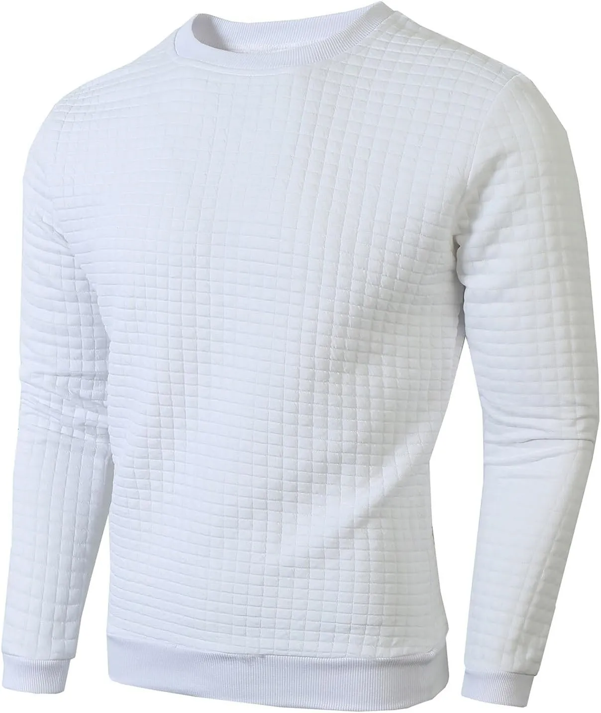 Ymosrh Mens Athletic Sweatshirts Pullover Plaid Jacquard Long Sleeve Solid Color Casual Workout Sweat Shirts