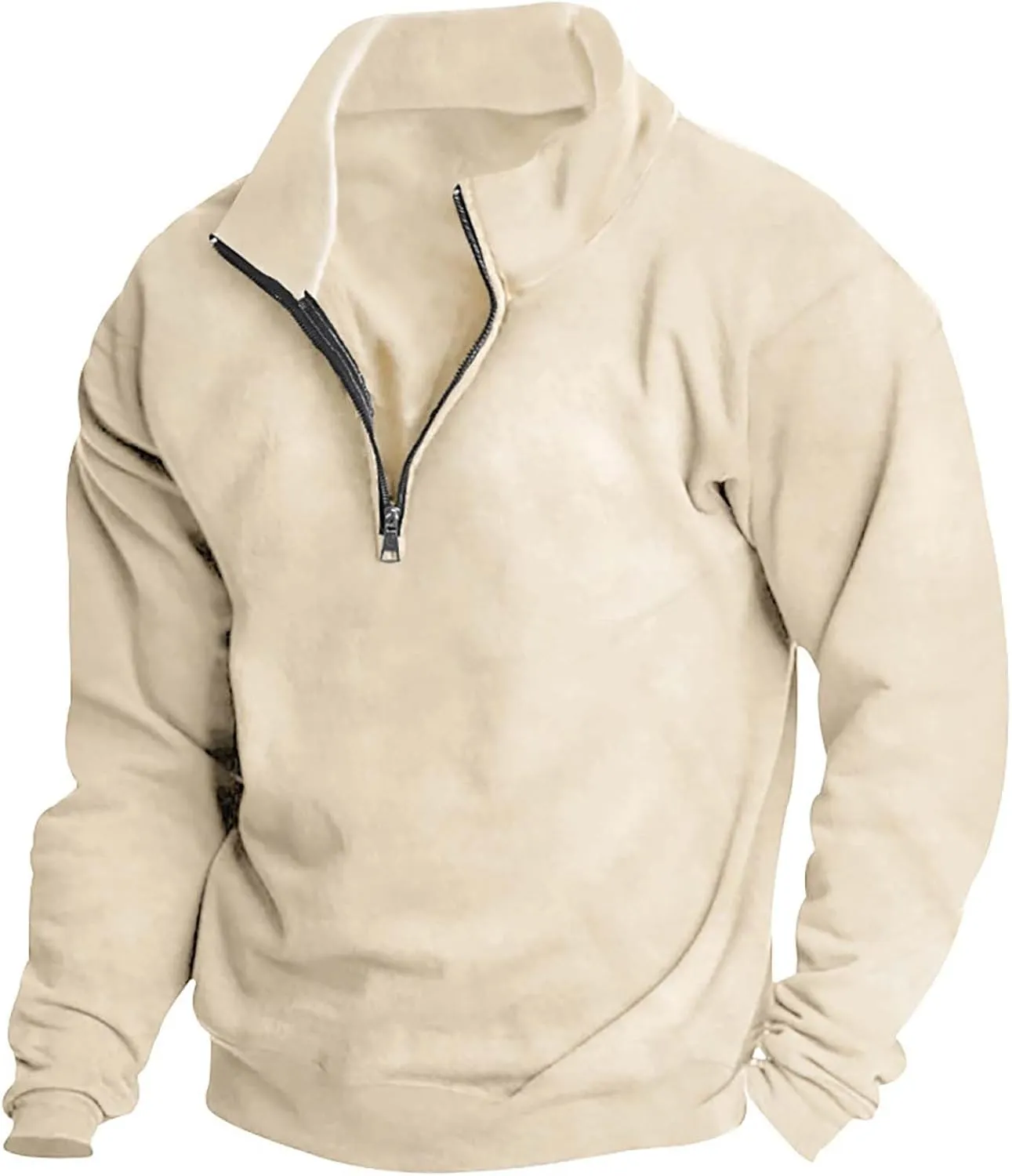 Ymosrh Men's Fashion Work Sweatshirts Quarter Zip Pullover Long Sleeve Athletic Workout Shirts Golf Polo Sweater, S-3XL