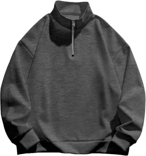 Ymosrh Men's Fashion Work Sweatshirts Quarter Zip Pullover Long Sleeve Athletic Workout Shirts Golf Polo Sweater, S-3XL