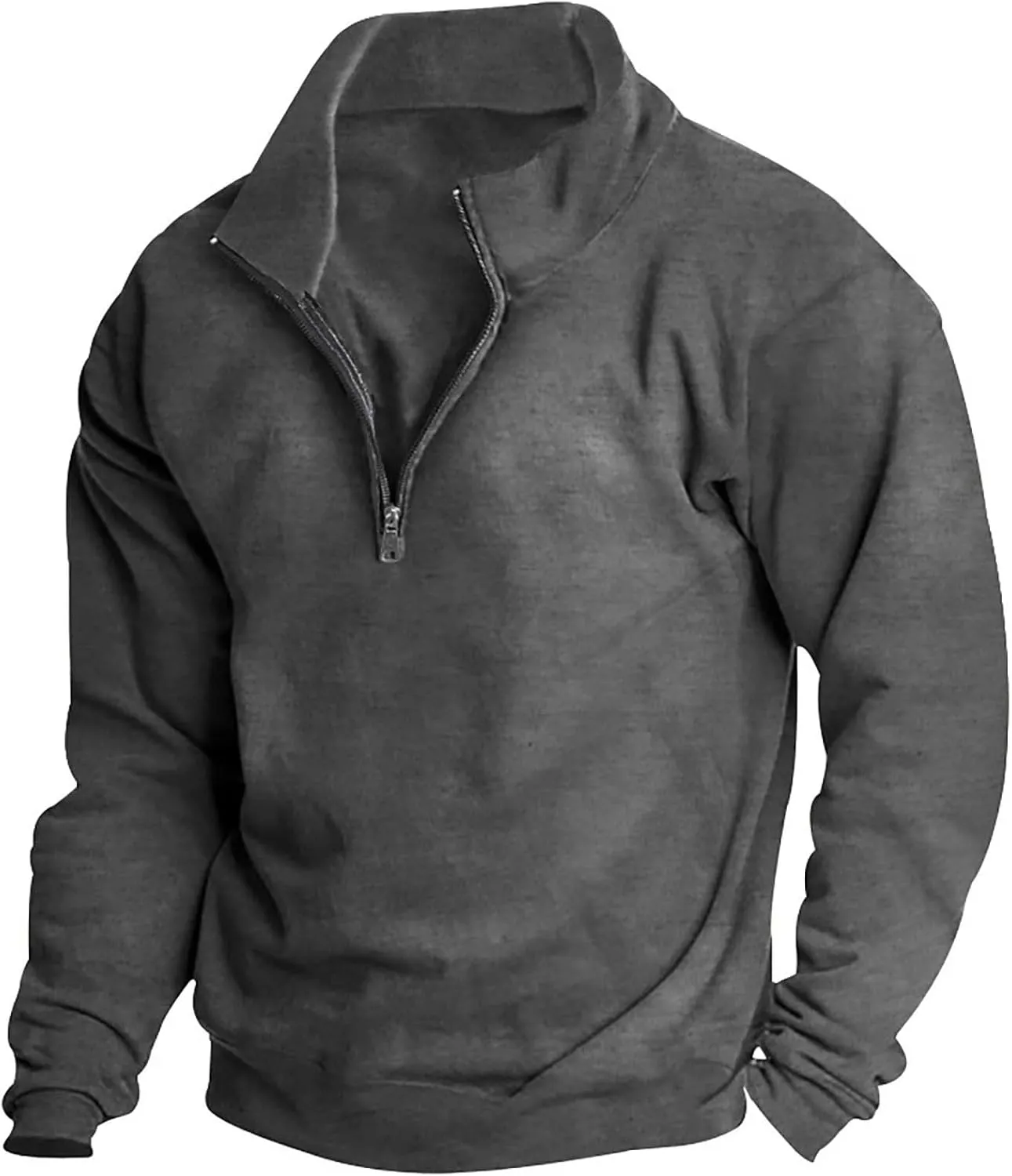 Ymosrh Men's Fashion Work Sweatshirts Quarter Zip Pullover Long Sleeve Athletic Workout Shirts Golf Polo Sweater, S-3XL