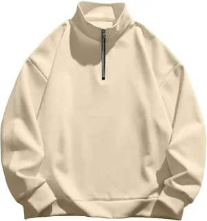 Ymosrh Men's Fashion Work Sweatshirts Quarter Zip Pullover Long Sleeve Athletic Workout Shirts Golf Polo Sweater, S-3XL