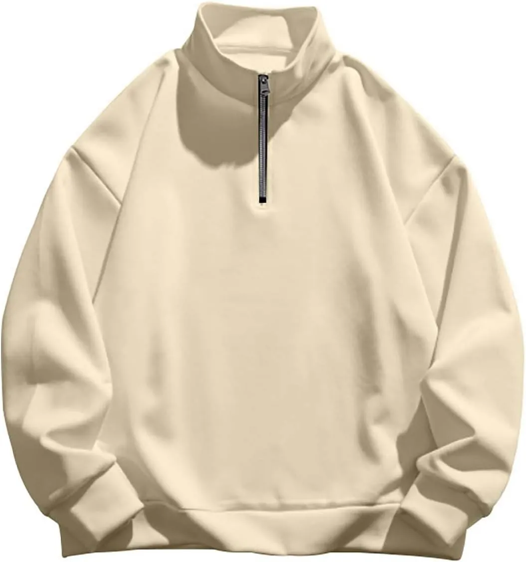Ymosrh Men's Fashion Work Sweatshirts Quarter Zip Pullover Long Sleeve Athletic Workout Shirts Golf Polo Sweater, S-3XL