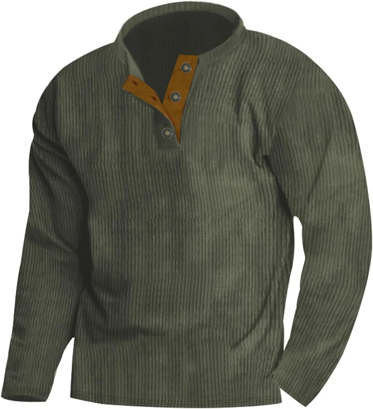 Ymosrh Men's Novelty Sweatshirts Quarter Button Sweatshirt Long Sleeve Corduroy Pullover Tops Henley Sweat Shirt, M-4XL