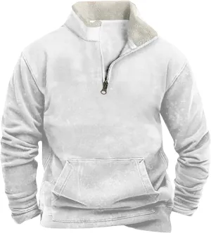 Ymosrh Men's Outdoor Work Sweatshirts Quarter Zip Sweater Pullover Long Sleeve Fleece Athletic Workout Golf Sweatshirt, M-5XL
