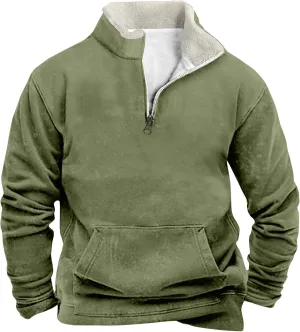 Ymosrh Men's Outdoor Work Sweatshirts Quarter Zip Sweater Pullover Long Sleeve Fleece Athletic Workout Golf Sweatshirt, M-5XL