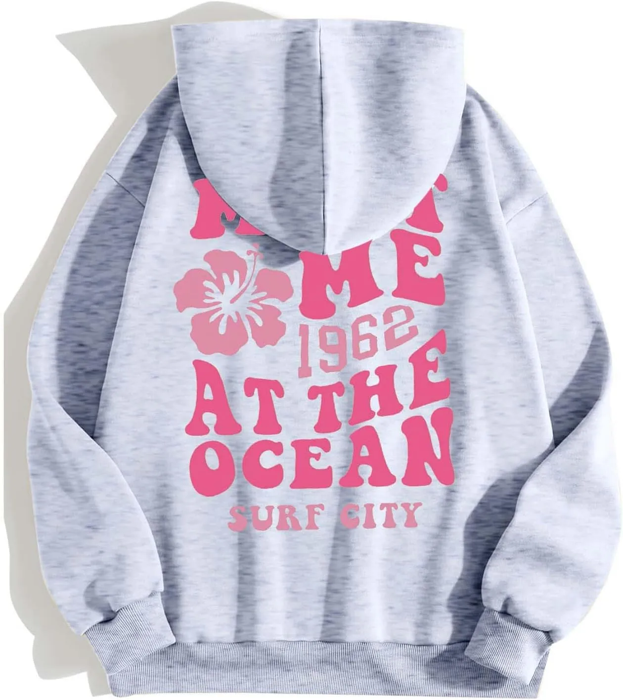 Zip Up Hoodie Women Letter Print Casual Graphic Sweatshirts Drawstring Long Sleeve Cardigan Cute Oversized Tops